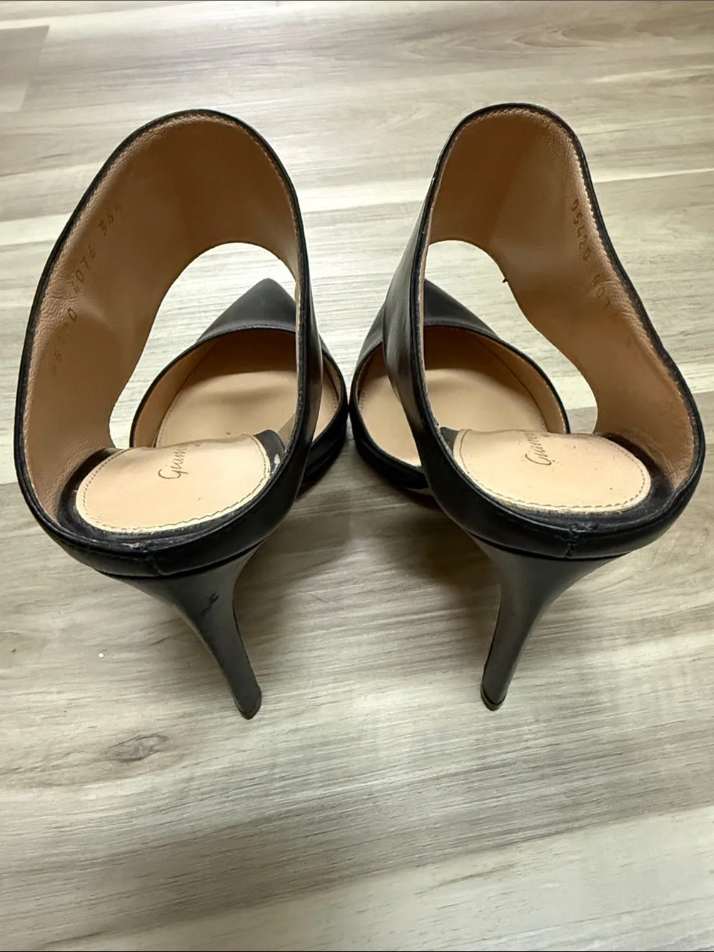 Gianvito Rossi Black Pointed Leather Ankle-Cuff Pumps